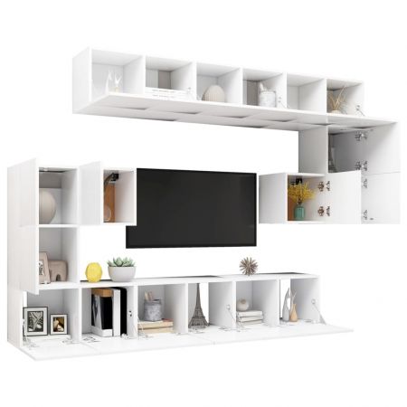 Set dulapuri TV, 10 piese, alb, 60 x 30 x 30 cm