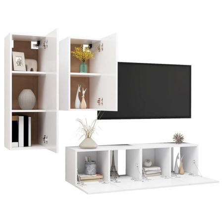 Set dulapuri TV, 4 piese, alb, 60 x 30 x 30 cm