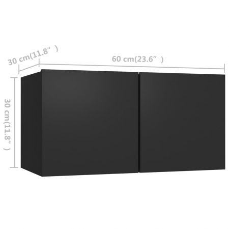 Set 3 bucati set comode tv, negru, 80 x 30 x 30 cm