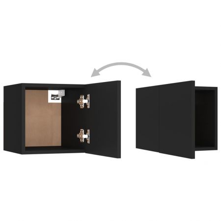 Set dulapuri TV, 7 piese, negru, 60 x 30 x 30 cm 