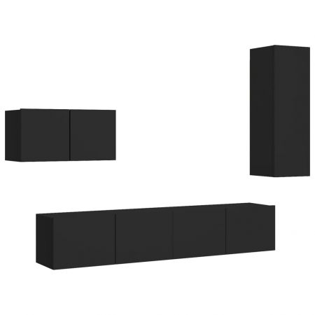 Set dulapuri TV, 4 piese, negru, 30.5 x 30 x 90 cm