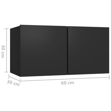 Set dulap TV, 2 piese, negru, 60/80 x 30 x 30 cm
