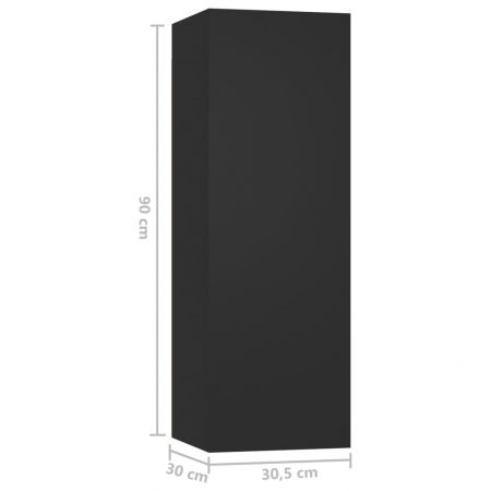 Set dulapuri TV, 4 piese, negru, 80 x 30 x 30 cm