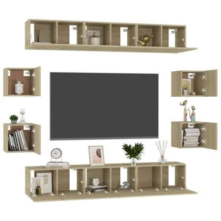 Set de dulapuri TV, 10 piese, stejar sonoma, 60 x 30 x 30 cm