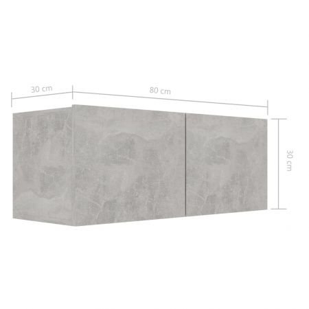 Set de dulapuri TV, 8 piese, gri beton, 80 x 30 x 30 cm