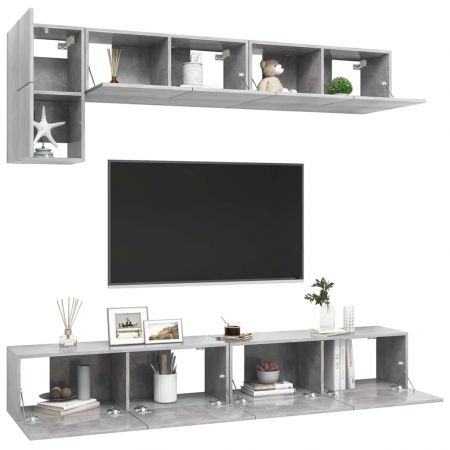 Set dulapuri TV, 5 piese, gri beton, 100 x 30 x 30 cm