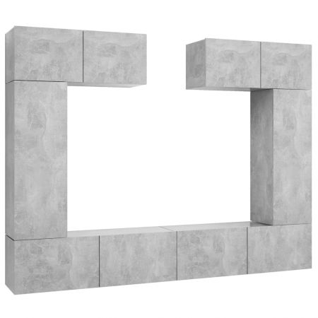 Set dulap TV, 6 piese, gri beton, 30.5 x 30 x 90 cm