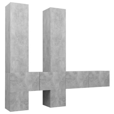 Set 6 bucati set comode tv, gri beton, 100 x 30 x 30 cm