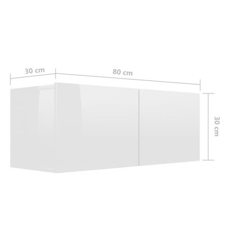 Set de dulapuri TV, 4 piese, alb lucios, 80 x 30 x 30 cm