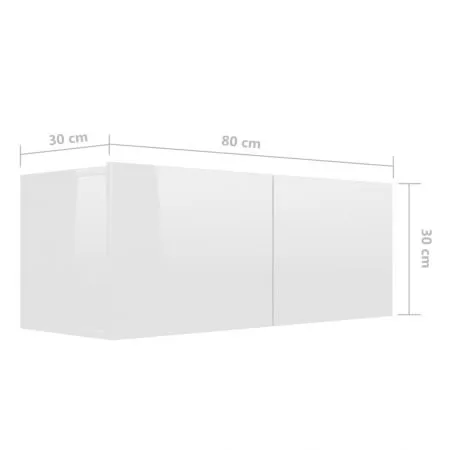 Set 3 bucati dulapuri tv, alb lucios, 80 x 30 x 30 cm