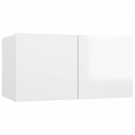 Set 8 bucati dulapuri tv, alb lucios, 60 x 30 x 30 cm