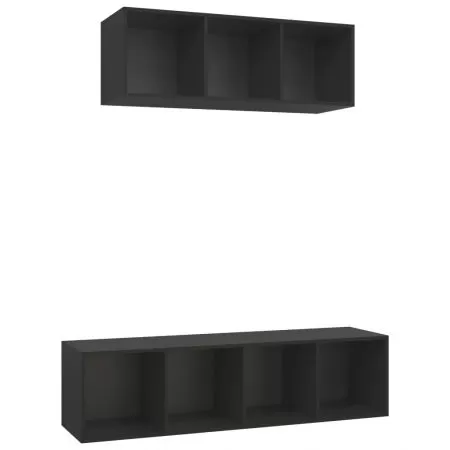Set de dulapuri TV, 2 piese, negru, 37 x 37 x 142.5 cm