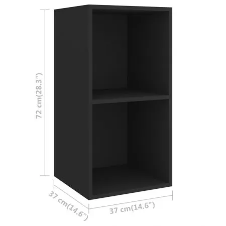 Set 4 bucati dulapuri tv montate pe perete, negru, 37 x 37 x 72 cm