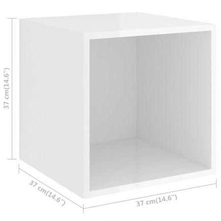 Set de dulapuri TV, 3 piese, alb lucios, 37 x 37 x 142.5 cm