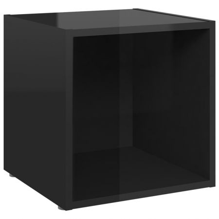Set de dulapuri TV, 4 piese, negru lucios, 37 x 35 x 37 cm