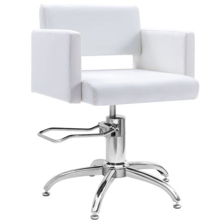 Unitate de șamponare cu scaun alb de salon, piele ecologică, cu lavoar alb
