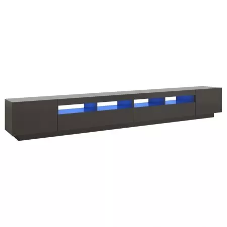 Comoda TV cu lumini LED, gri, 300 x 35 x 40 cm