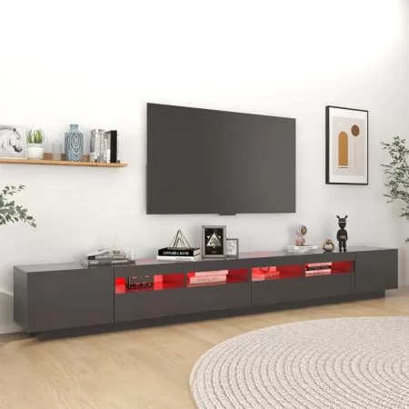 Comoda TV cu lumini LED, gri, 300 x 35 x 40 cm