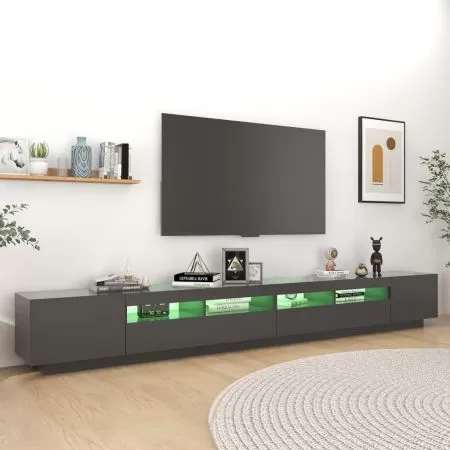 Comoda TV cu lumini LED, gri, 300 x 35 x 40 cm