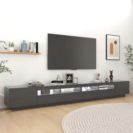 Comoda TV cu lumini LED, gri, 300 x 35 x 40 cm