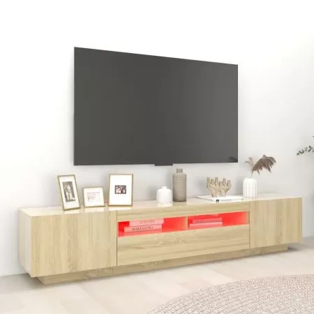 Comoda TV cu lumini LED, stejar sonoma, 200 x 35 x 40 cm