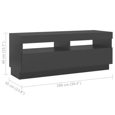 Comoda TV cu lumini LED, gri, 300 x 35 x 40 cm
