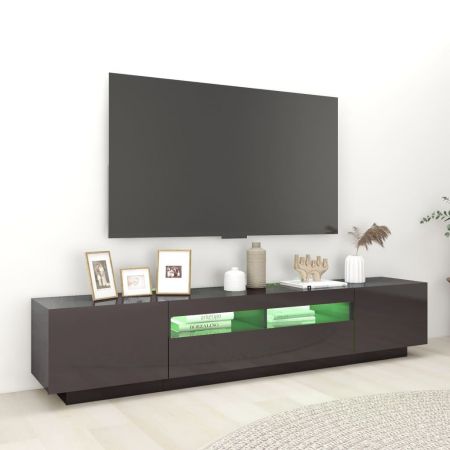 Comoda TV cu lumini LED, gri lucios, 200 x 35 x 40 cm