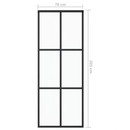 Ușă glisantă cu set feronerie, 76x205 cm, sticlă ESG/aluminiu