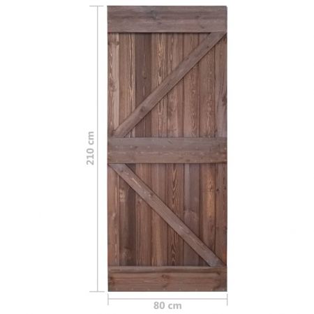 Ușă glisantă cu set feronerie, 80x210 cm, maro închis, lemn pin
