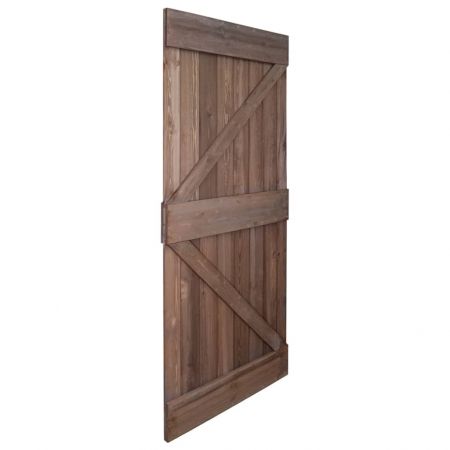 Ușă glisantă cu set feronerie, 90x210 cm, maro închis, lemn pin
