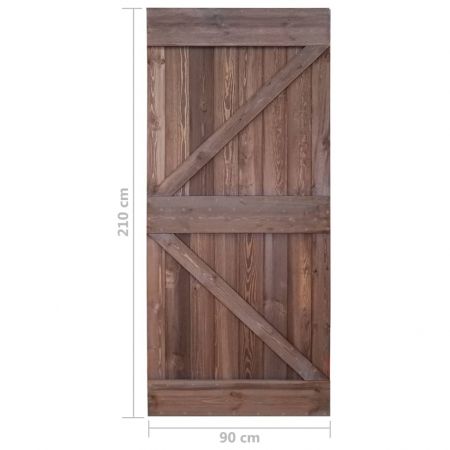 Ușă glisantă cu set feronerie, 90x210 cm, maro închis, lemn pin