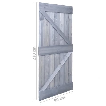 Ușă glisantă cu set feronerie, gri, 90x210 cm, lemn masiv pin