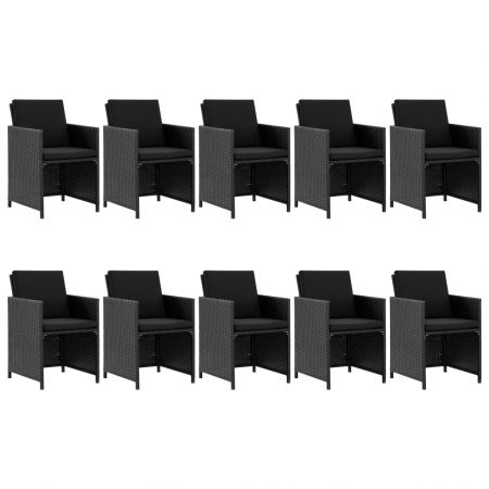 Set mobilier de exterior cu perne, 11 piese, negru