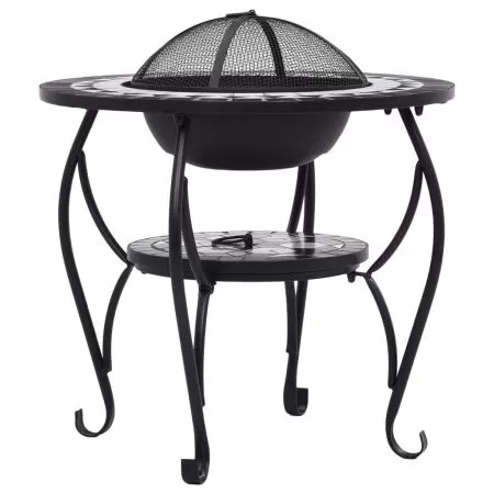 Masa cu vatra de foc, negru, 68 cm