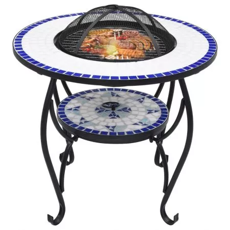 Masa cu vatra de foc, albastru, 68 cm