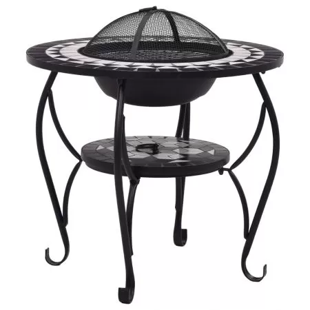 Masa cu vatra de foc, negru, 68 cm