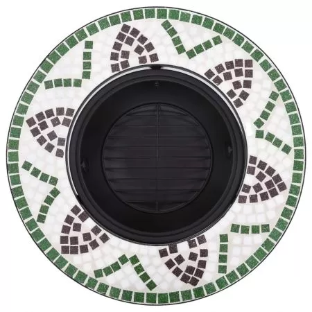 Vatră de foc cu mozaic, verde, 68 cm, ceramică