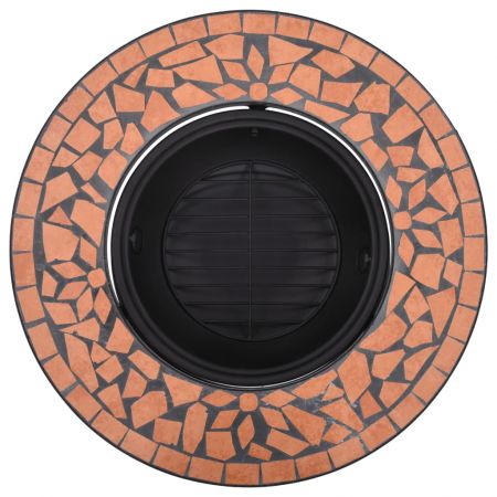 Vatră de foc cu mozaic, cărămiziu, 68 cm, ceramică