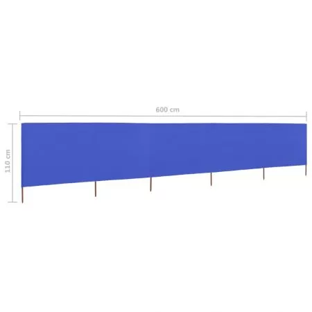 Paravan anti-vant cu 5 panouri, albastru, 600 x 80 cm