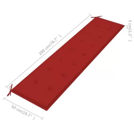 Perna pentru banca de gradina, rosu, 200 x 50 x 3 cm