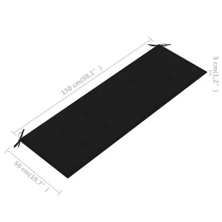 Perna de banca de gradina, negru, 150 x 50 x 3 cm