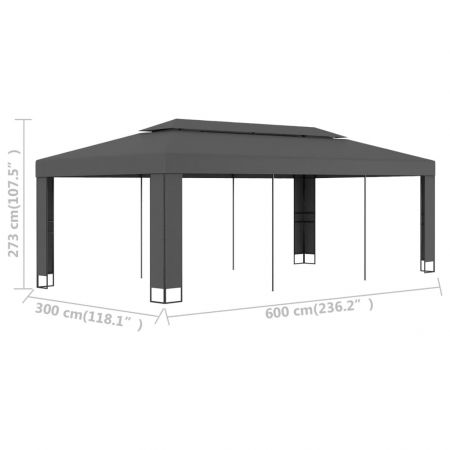 Pavilion cu acoperis dublu, antracit, 3 x 6 m