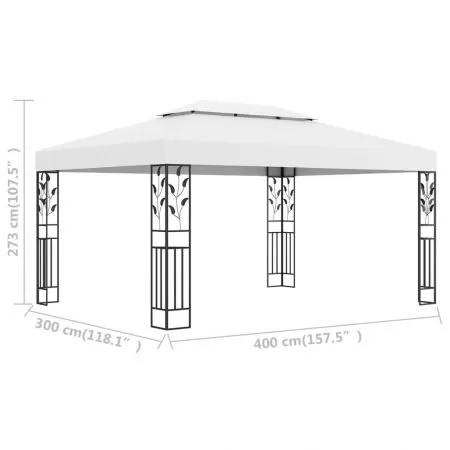 Pavilion cu acoperis dublu, alb, 3 x 4 x