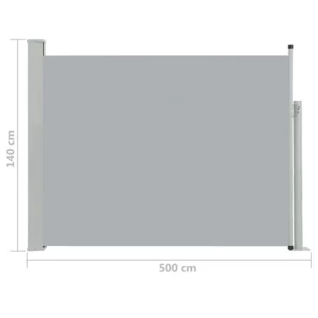 Copertina laterala retractabila de terasa, gri, 140 x 500 cm