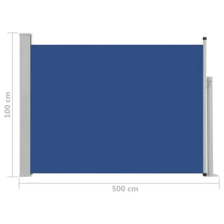 Copertina laterala retractabila terasa, albastru, 100 x 500 cm