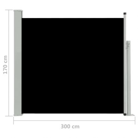 Copertina laterala retractabila de terasa, negru, 170 x 300 cm