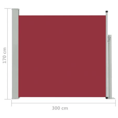 Copertina laterala retractabila de terasa, rosu, 170 x 300 cm