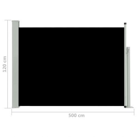 Copertina laterala retractabila de terasa, negru, 120 x 500 cm