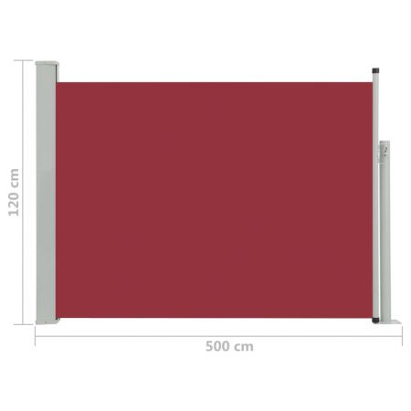 Copertina laterala retractabila de terasa, rosu, 120 x 500 cm