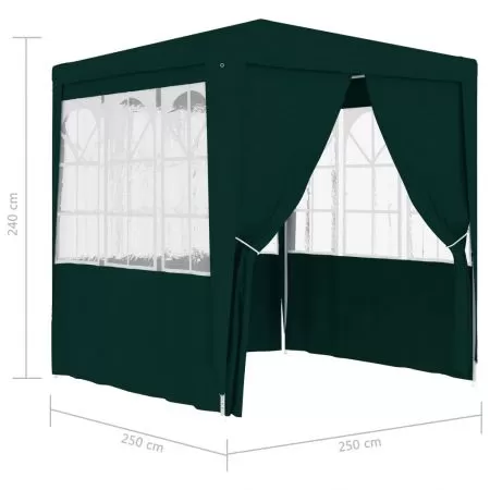 Cort de petrecere profesional cu pereti verde 2.5x 2.5m 90 g/m², verde, 2.5 x 2.5 m